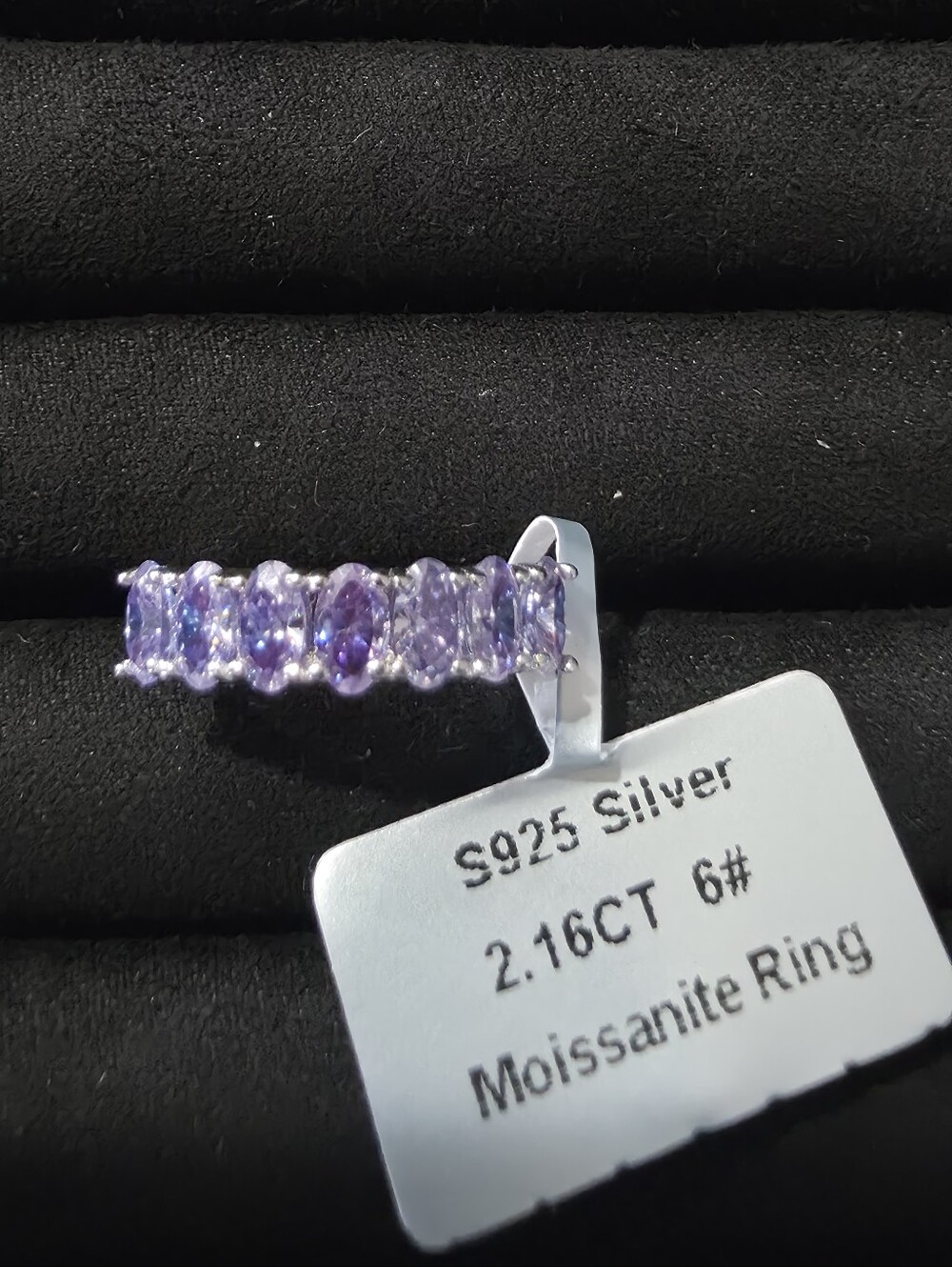 Lavender Moissanite Sterling Silver Band